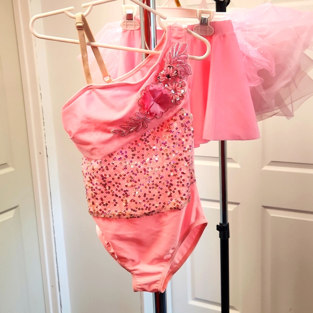 Pink dance leotard with skirts